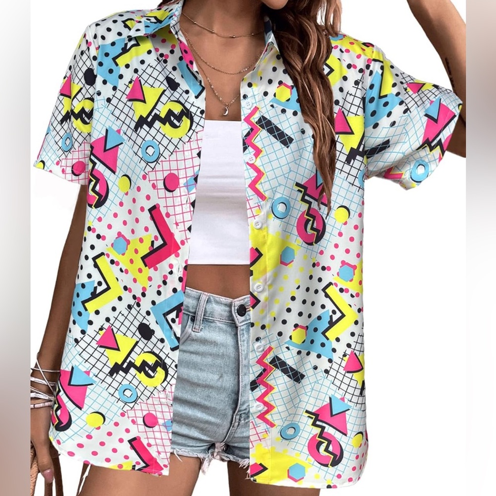 Colorful Geometric Print Women's Top
